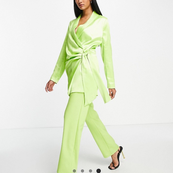 River Island Jackets & Blazers - River Island Satin Green Blazer Dress…brand new with tags!